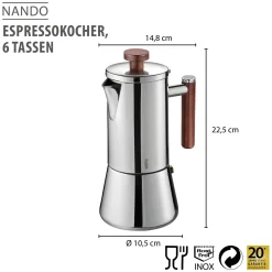 Espressokocher NANDO, 6 Tassen