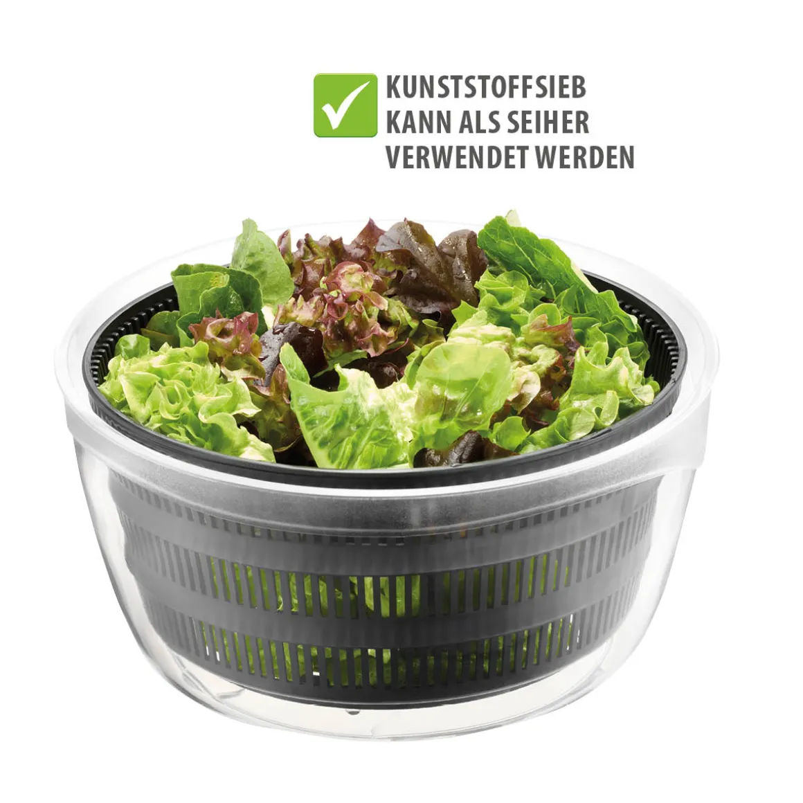 Salatschleuder, Kunststoff inkl. Frischhaltedeckel, 4 L