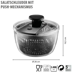 Salatschleuder mit Push-Mechanismus, 5 L