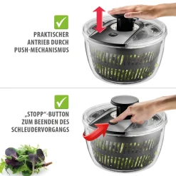 Salatschleuder mit Push-Mechanismus, 5 L