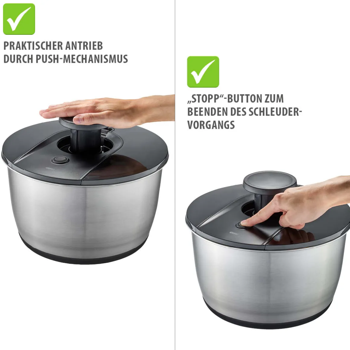 Salatschleuder PUSH IT, Edelstahl, 5 L
