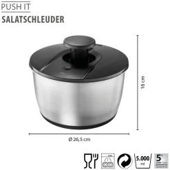 Salatschleuder PUSH IT, Edelstahl, 5 L