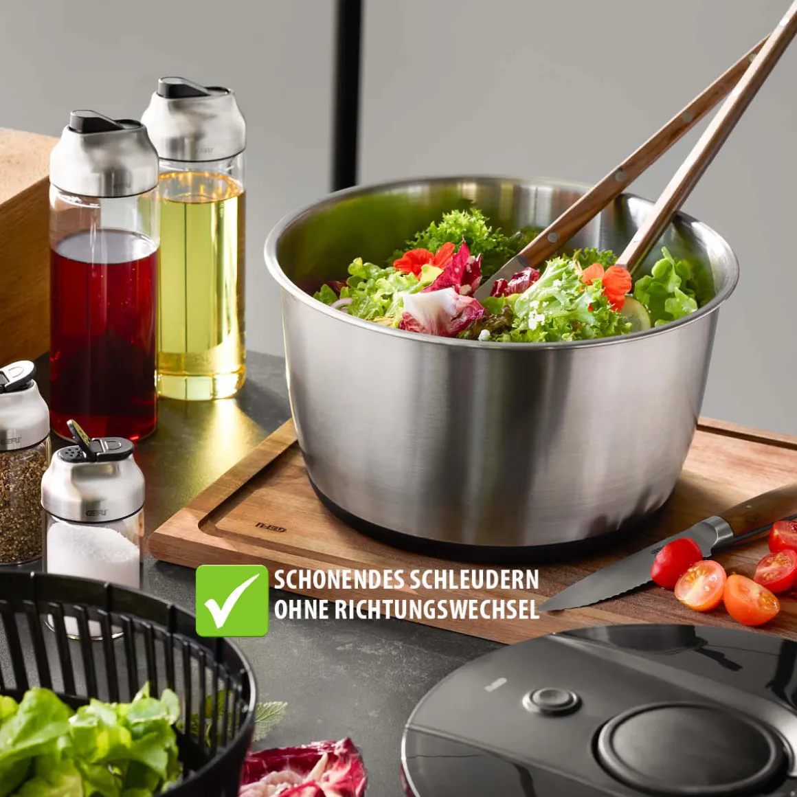Salatschleuder PUSH IT, Edelstahl, 5 L