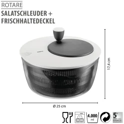Salatschleuder ROTARE + Frischhaltedeckel, 4 L