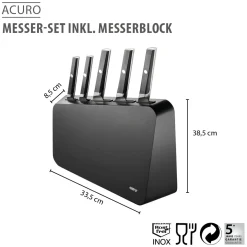 Messer-Set inkl. Messerblock ACURO, 6-teilig